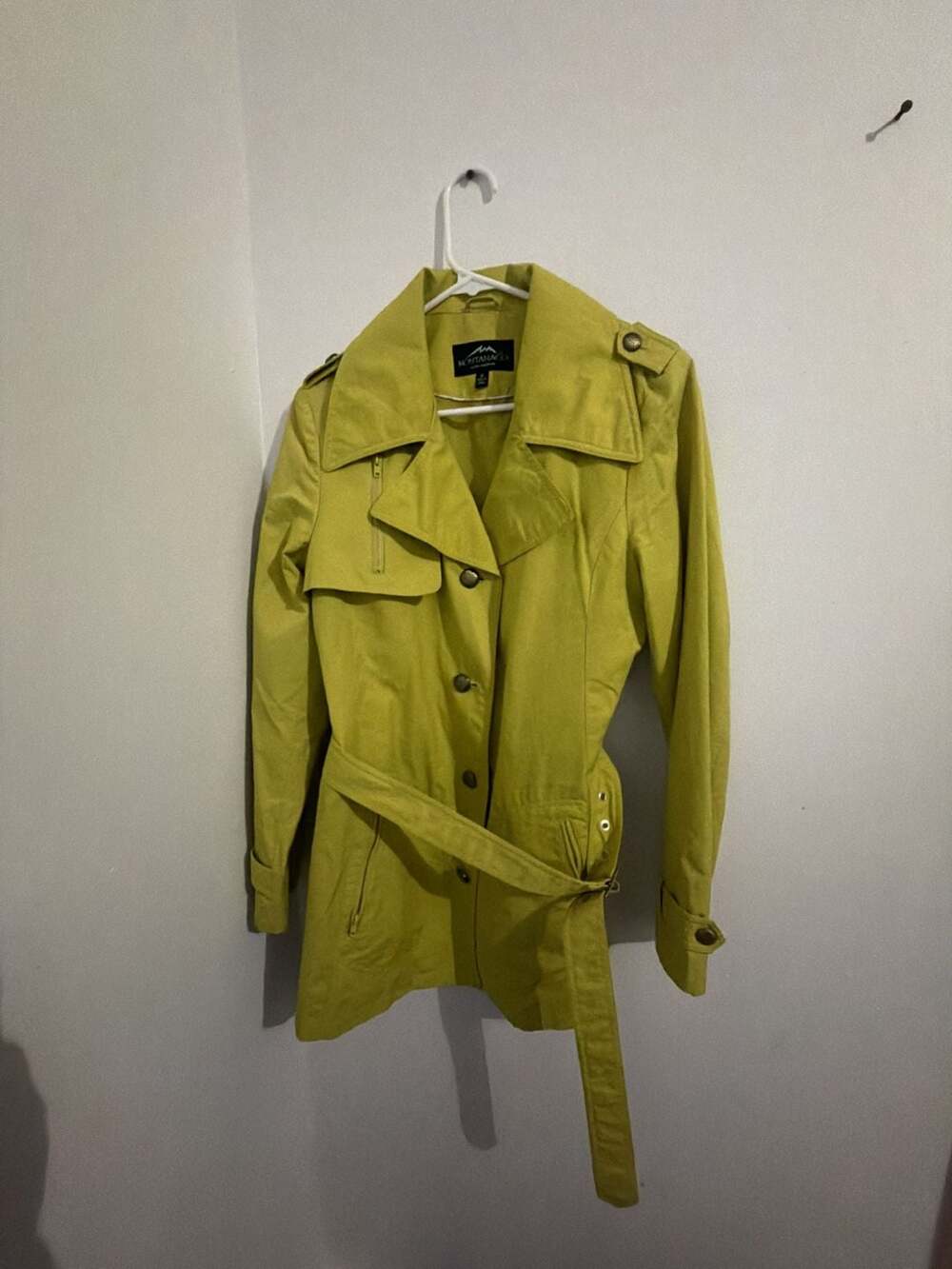 Montanaco Trench Coat Size M Yellow Belted Jacket